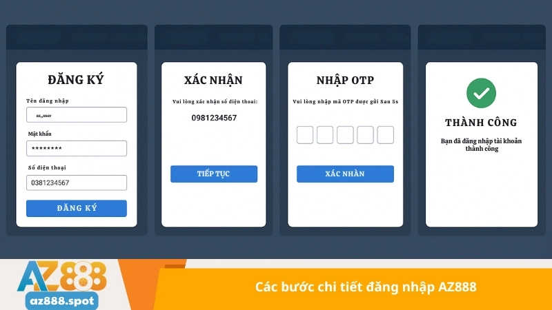 Các bước chi tiết đăng nhập AZ888