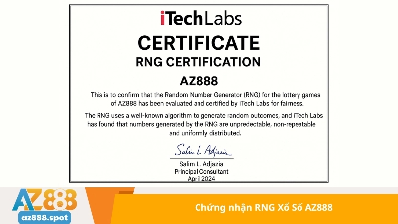 chứng nhận RNG Xổ Số AZ888