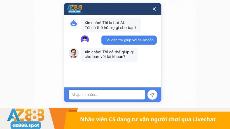 Nhân viên CS đang tư vấn người chơi qua Livechat